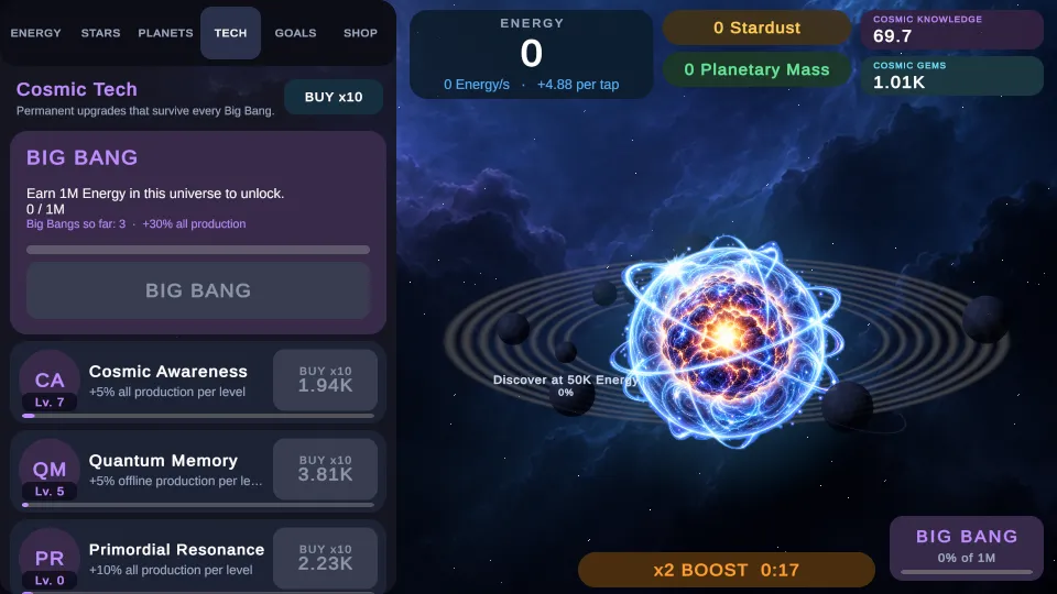 Zrzut ekranu z gry Space Agency Idle